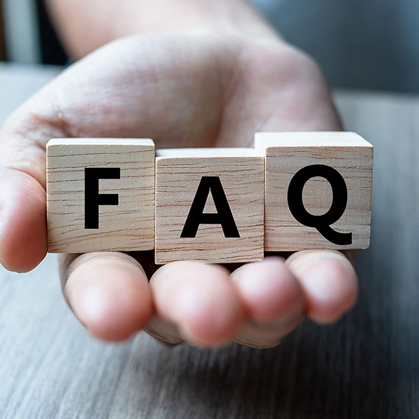 FAQ written on wooden blocks